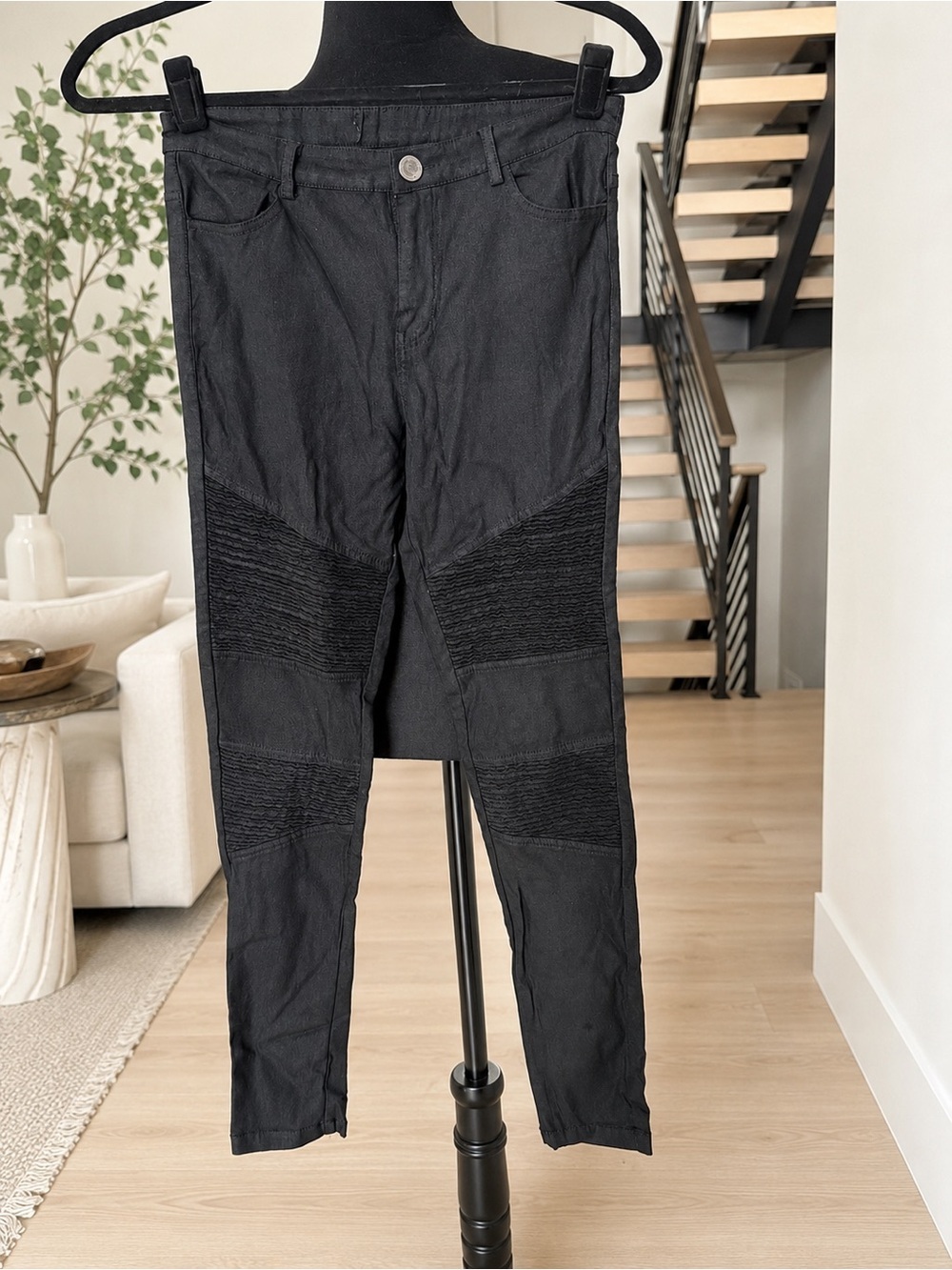 Black Moto-Style Stretch Pants size 24